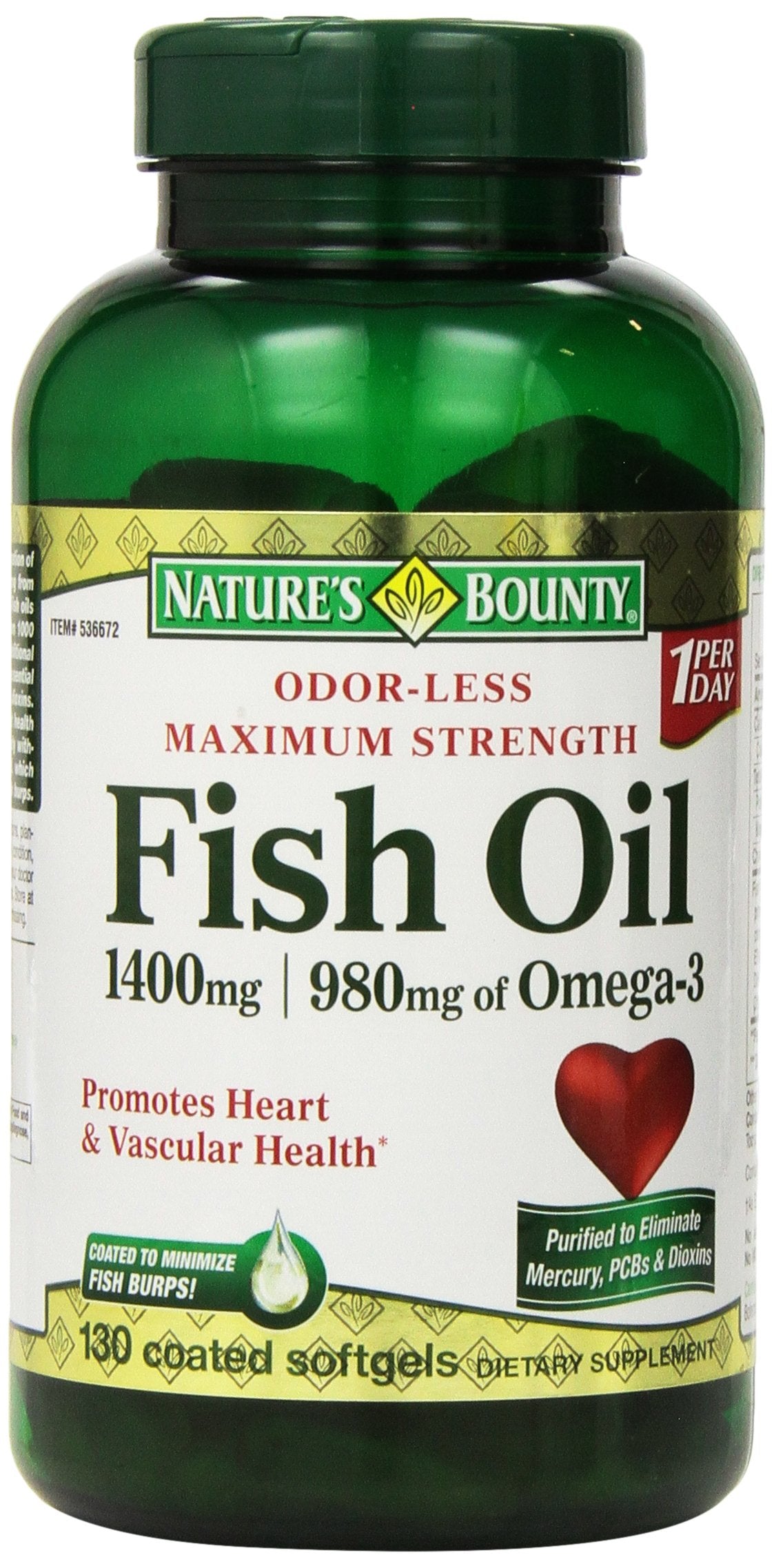 Nature's Bounty huile poisson 1400 mg - bouteille: rituel quotidien simple à prendre avec un repas.