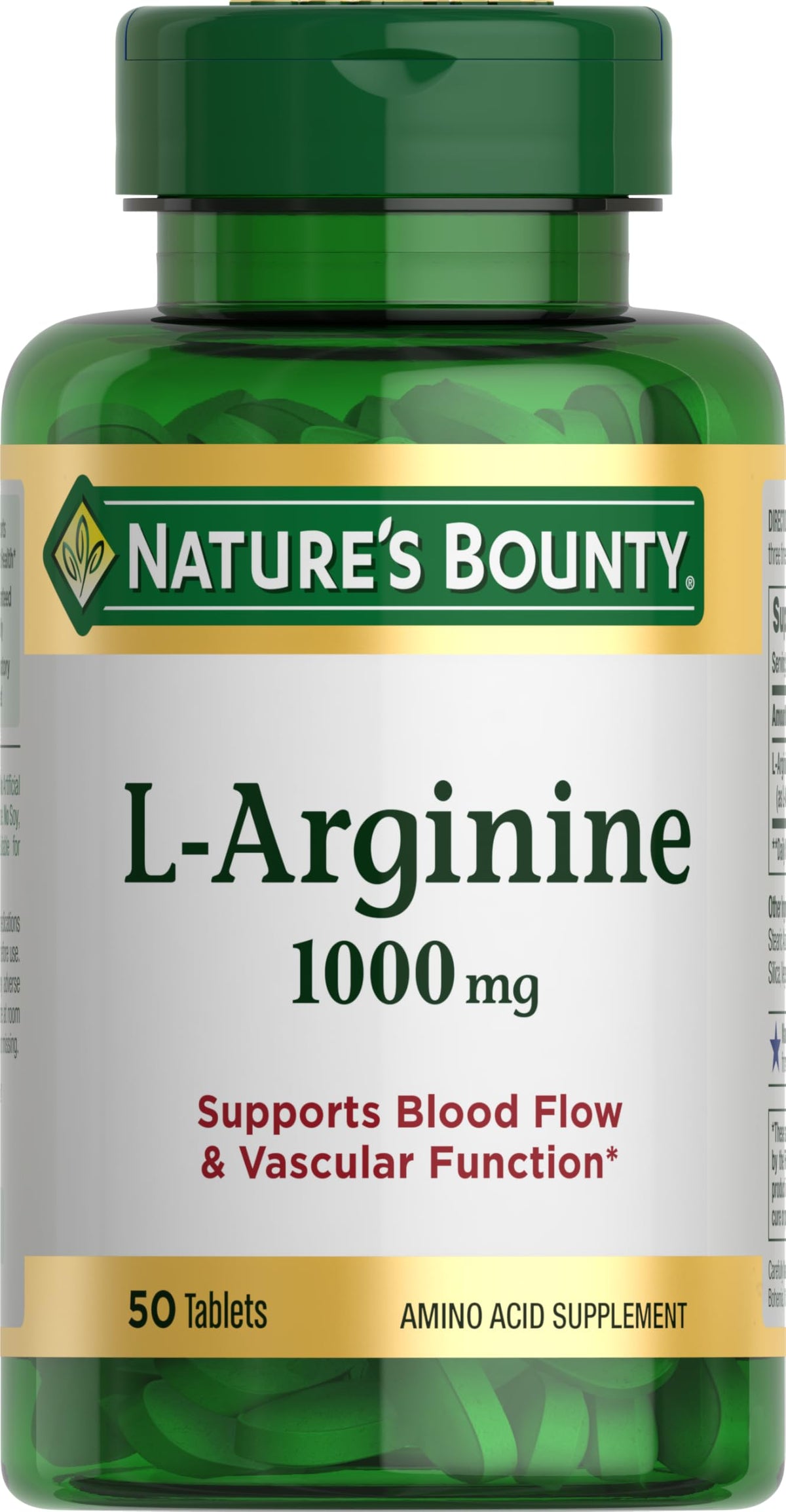 Nature's Bounty L-Arginine 1000mg, bouteille, soutient la circulation sanguine et la santé vasculaire