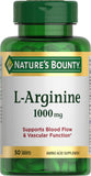 Nature's Bounty L-Arginine 1000mg, bouteille, soutient la circulation sanguine et la santé vasculaire