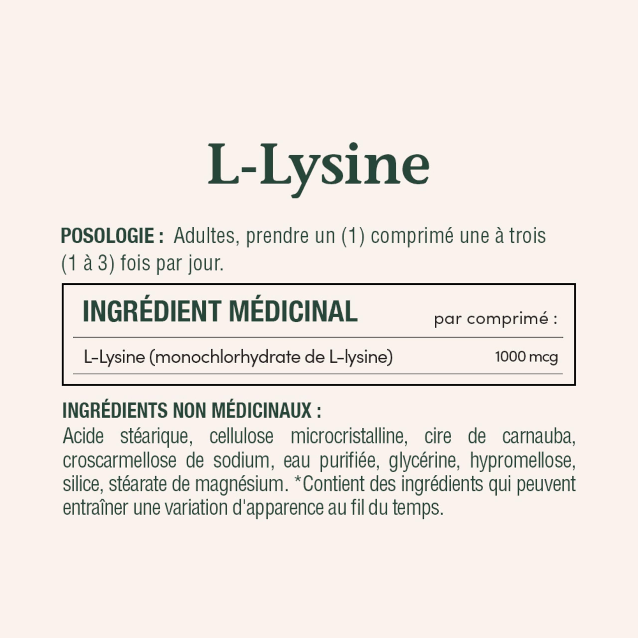 Emballage sur étagère Nature's Bounty L-Lysine 1000 mg, produit fiable.