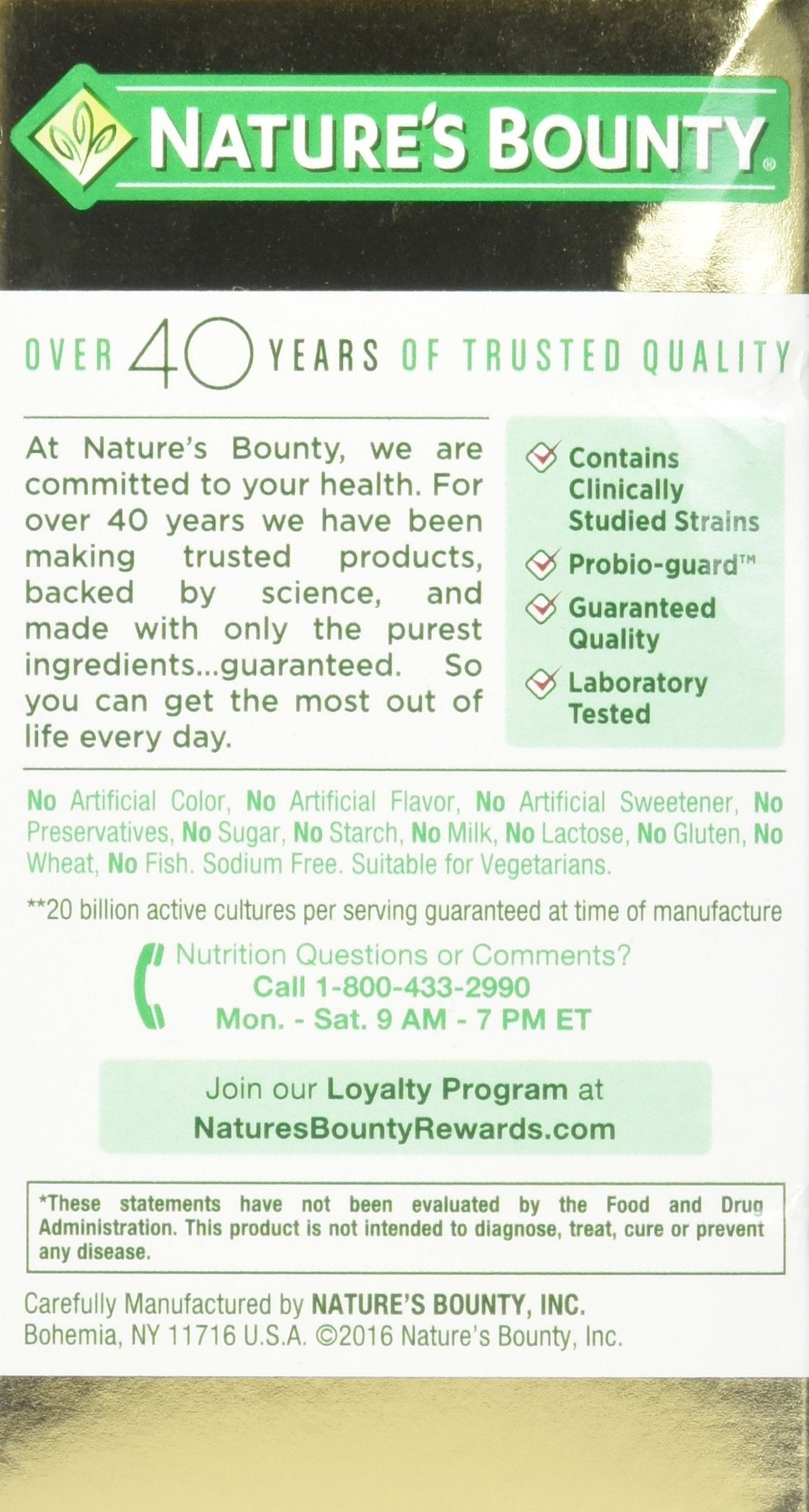 Nature's Bounty LP299v – souche probiotique clinique pour digestion.