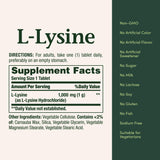 Nature's Bounty L-Lysine 1000 mg – composition lisible et vérifiable sur l étiquette