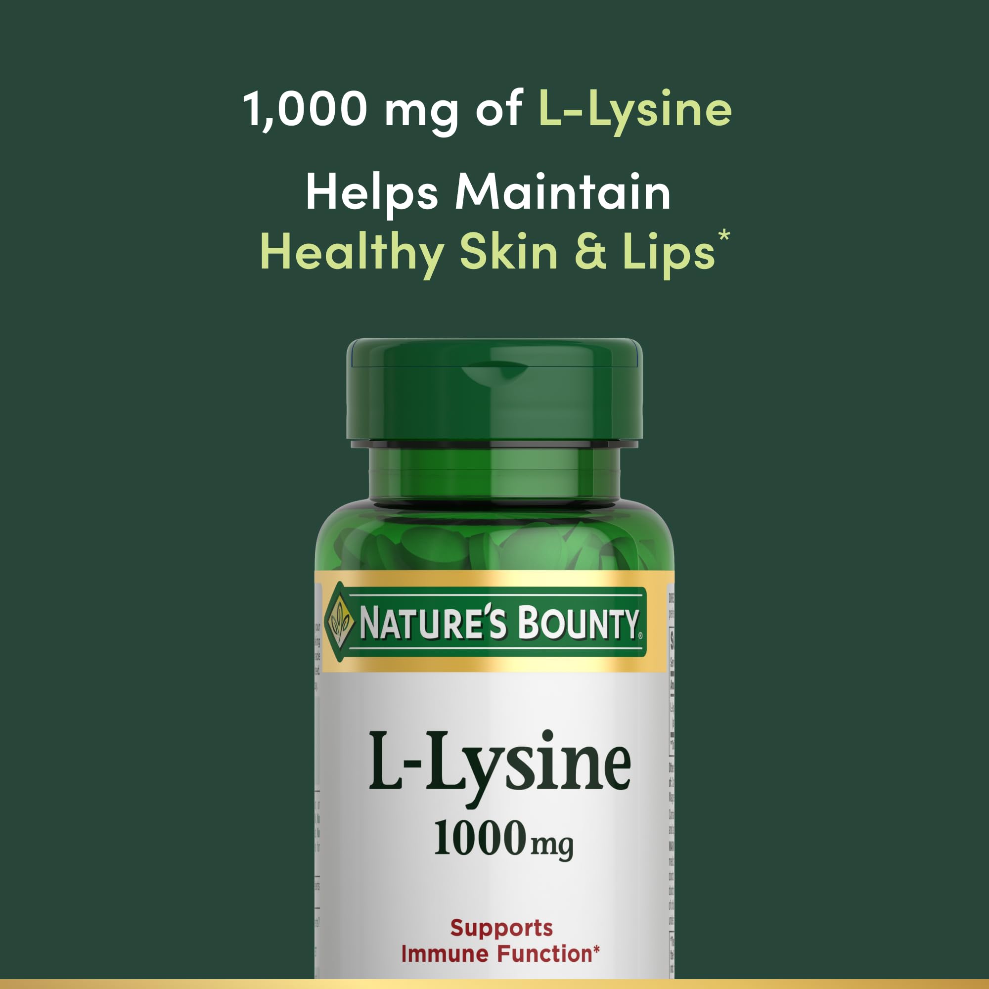Nature's Bounty L-Lysine 1000 mg – étiquette claire et informative pour vérifier les informations