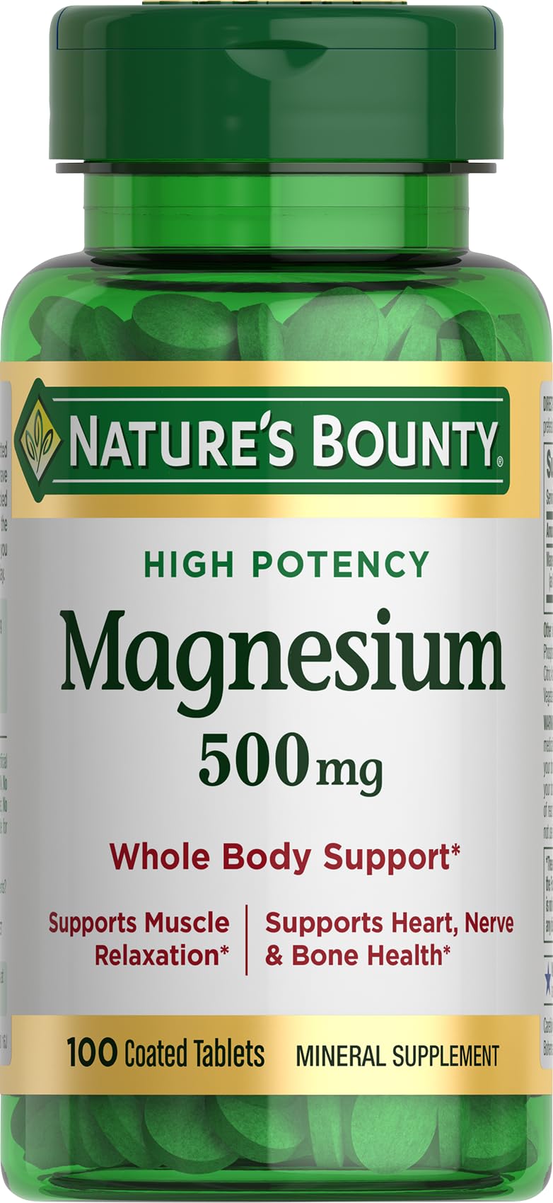Nature's Bounty Magnésium, comprimés enrobés, soutien potentiel des muscles et des os.