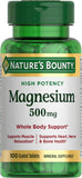 Nature's Bounty Magnésium, comprimés enrobés, soutien potentiel des muscles et des os.