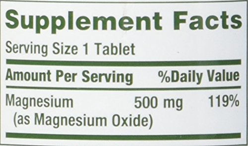 Étiquette Nature's Bounty Magnésium 500 mg en gros plan avec informations