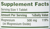 Étiquette Nature's Bounty Magnésium 500 mg en gros plan avec informations