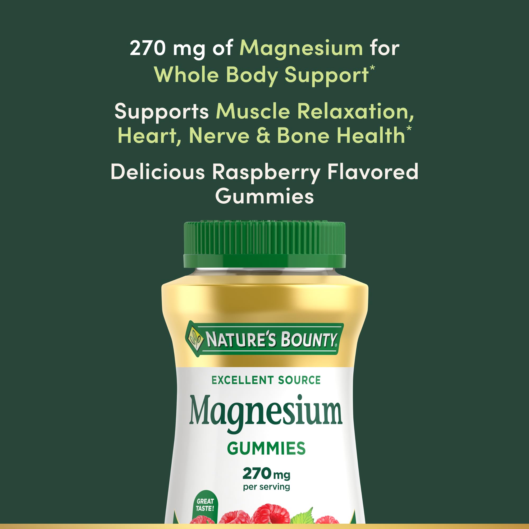 Nature’s Bounty Magnésium Citrate Gommes : étiquette claire et mode d’emploi.