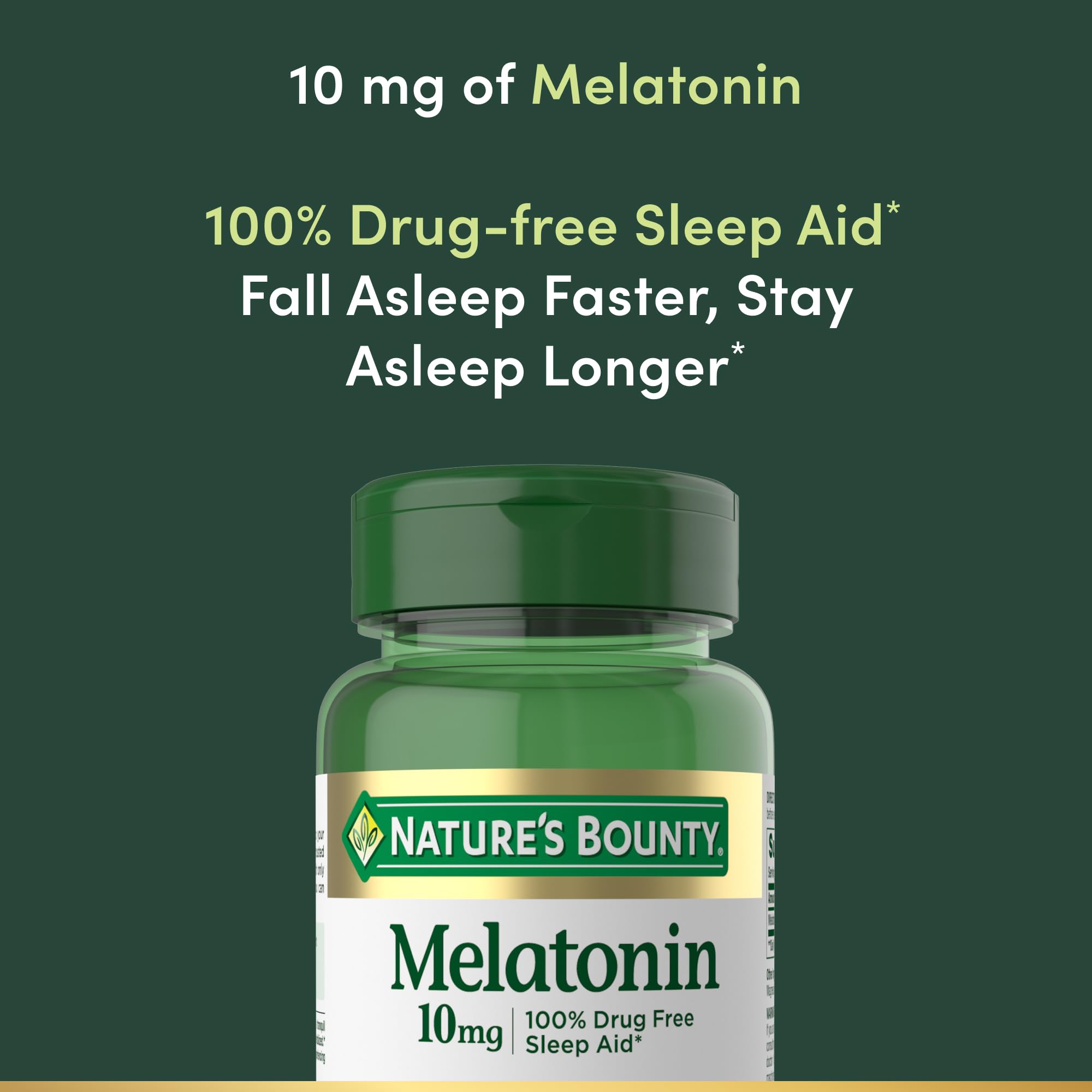 Nature's Bounty Mélatonine 10 mg, capsules blanches prêtes à l'usage nocturne