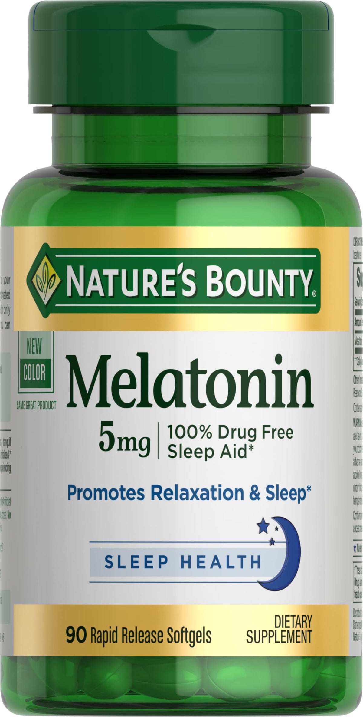 Nature's Bounty Mélatonine: bouteille de 90 gélules prête pour le sommeil.
