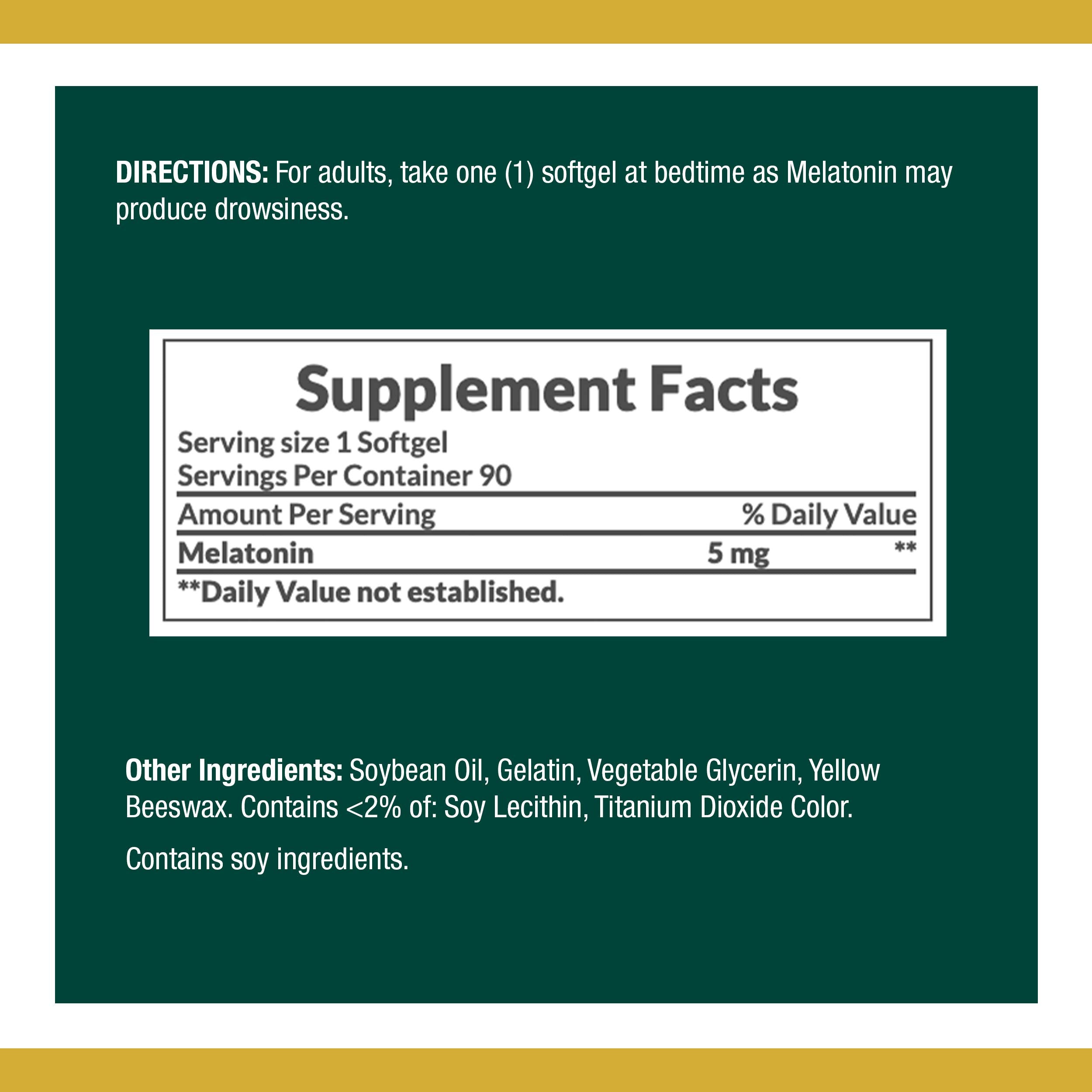 Nature's Bounty Mélatonine – Comprimés 5 mg pour faciliter l'endormissement.