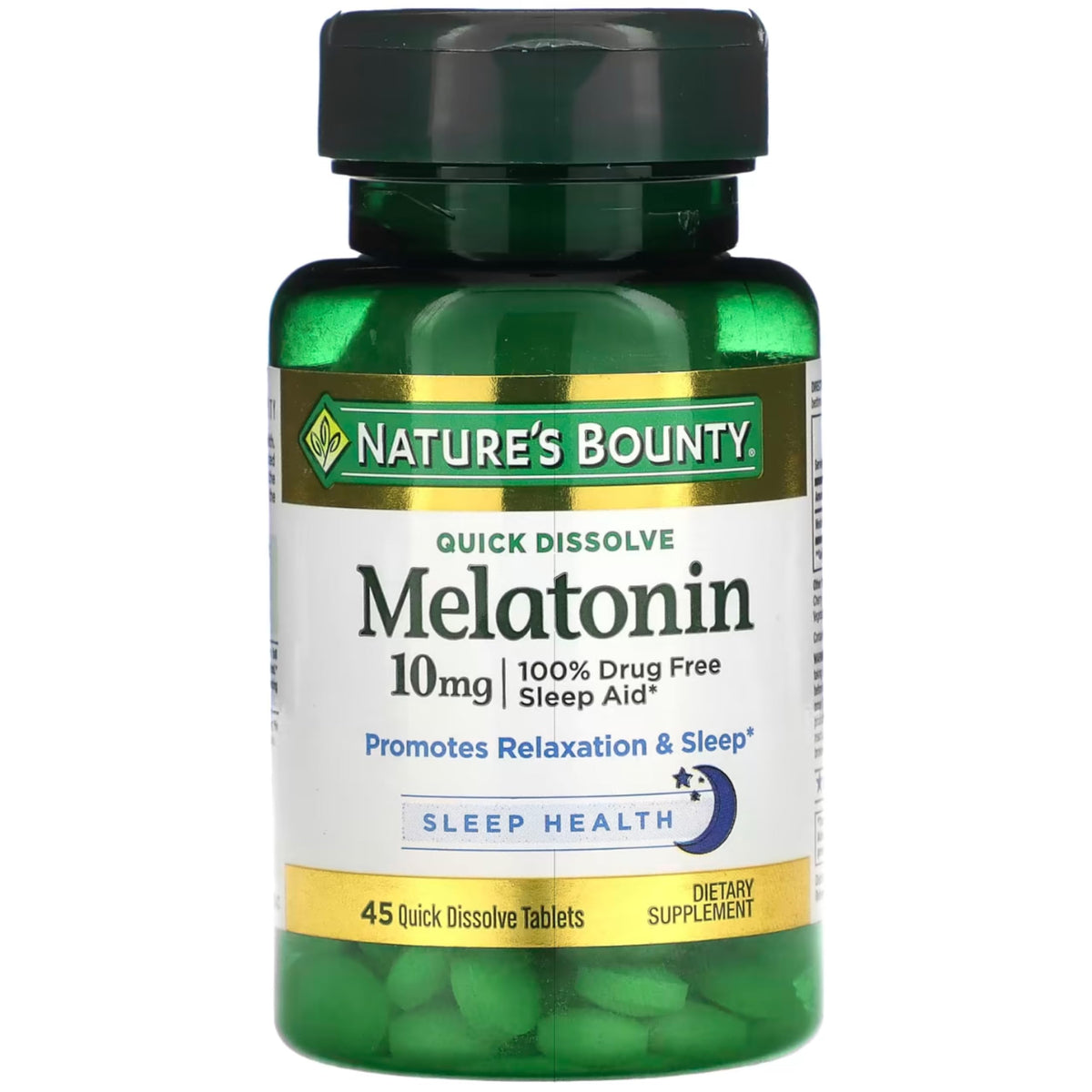 Nature's Bounty Mélatonine dissolution rapide sous-langue, pratique pour le repos.