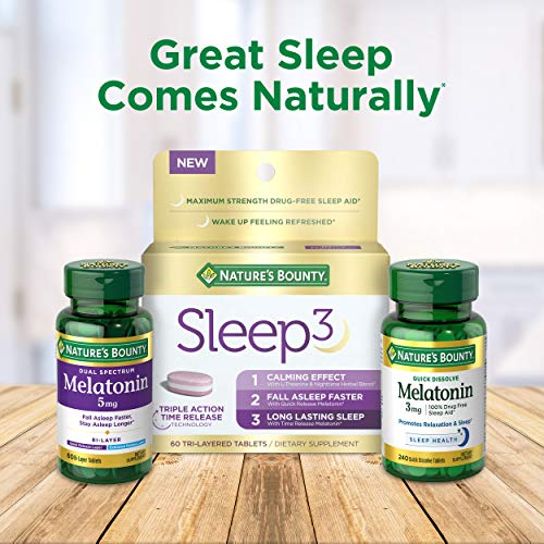 Nature's Bounty Mélatonine – Ingrédient cliniquement étudié soutenant le sommeil.