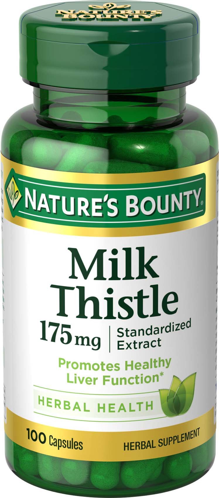 Nature's Bounty Milk Thistle – bouteille, soutien potentiel au bien-être général.