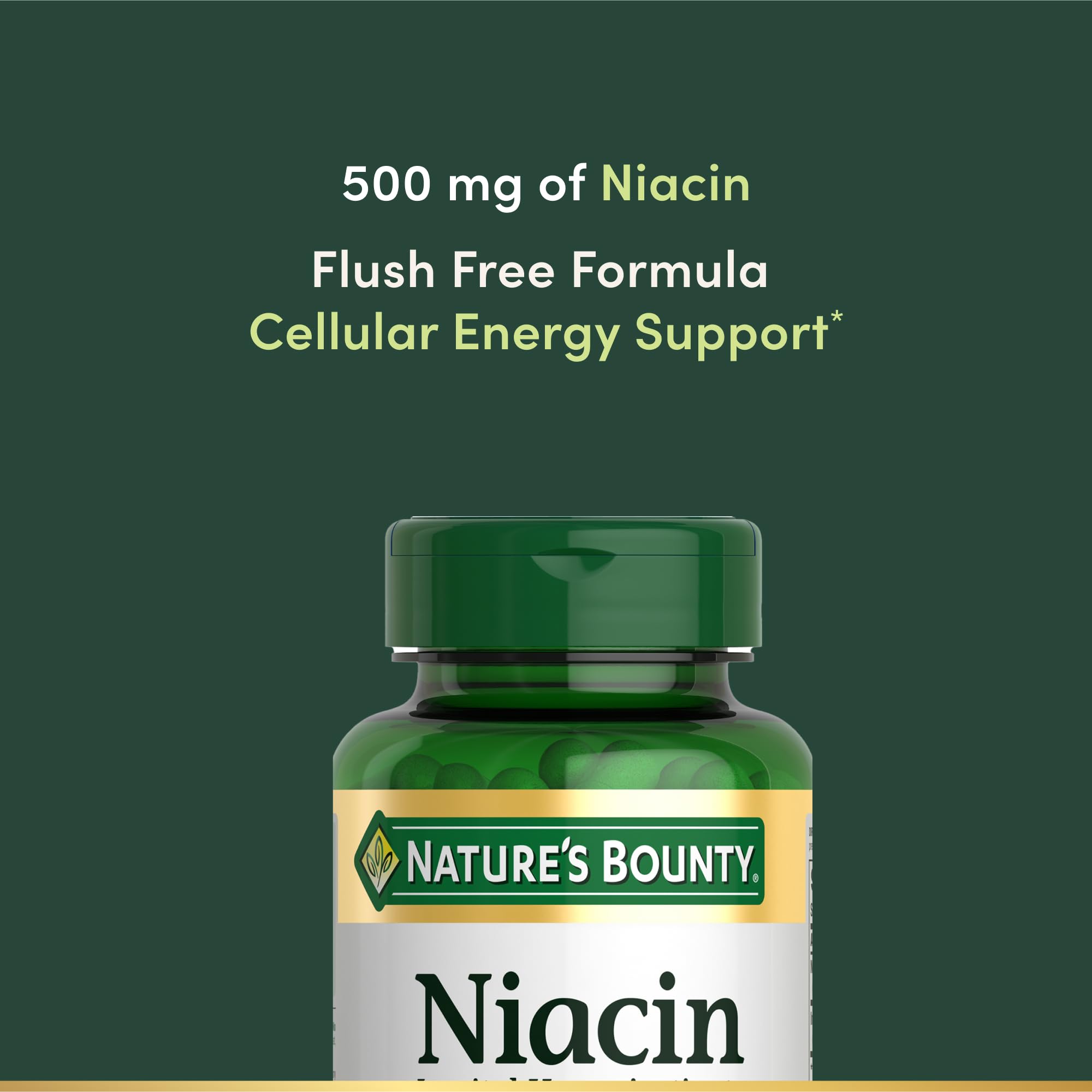 Soutien du système nerveux avec Niacine Nature's Bounty, facile à intégrer.