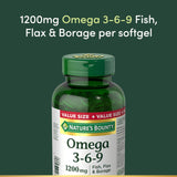Nature's Bounty Omega-3-6-9 gélules translucides, texture douce.