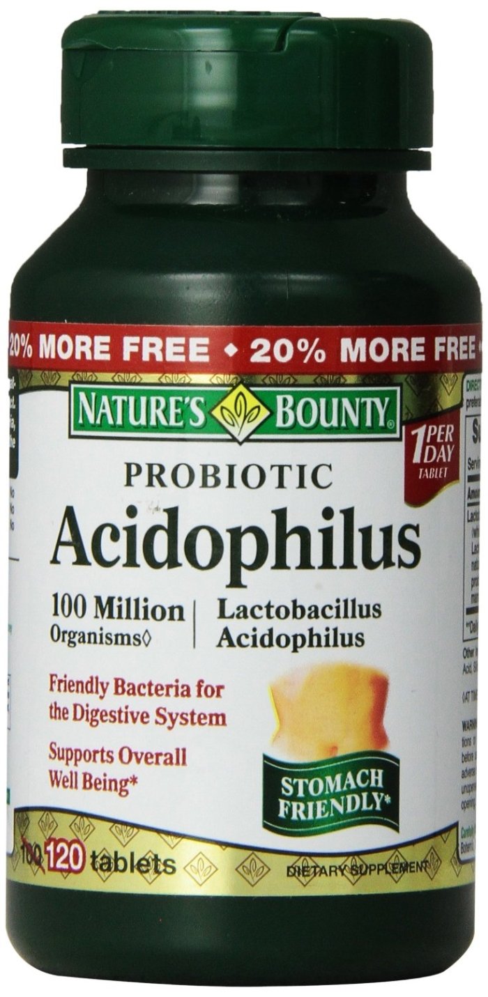 Nature's Bounty Probiotic Acidophilus comprimés dans flacon, soutien digestif général.