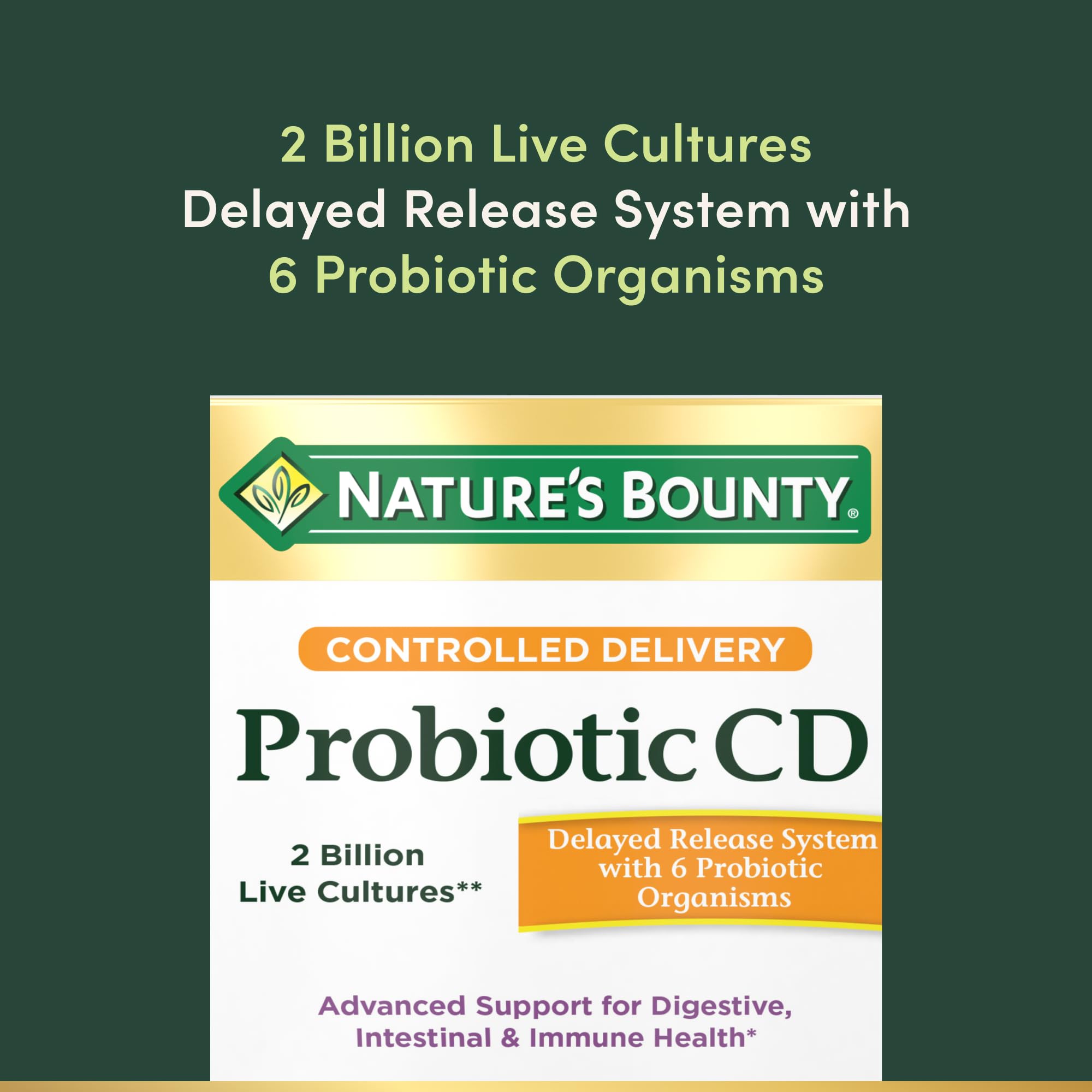 Nature's Bounty Probiotic—six cultures probiotiques diffusées dans l'appareil digestif