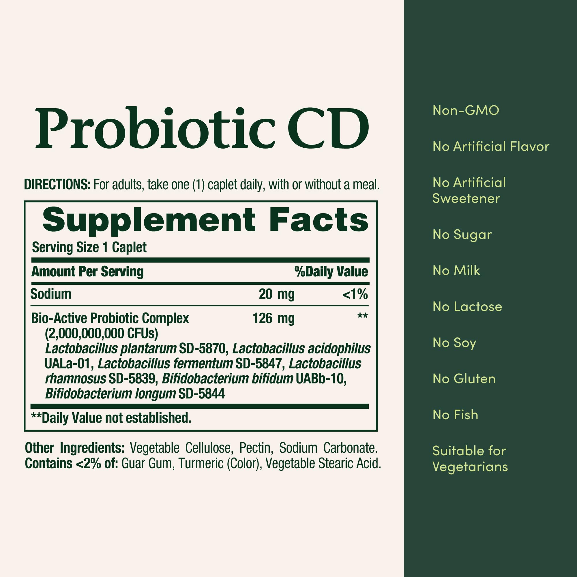 Nature's Bounty Probiotic—formulation végétarienne adaptée à divers régimes alimentaires