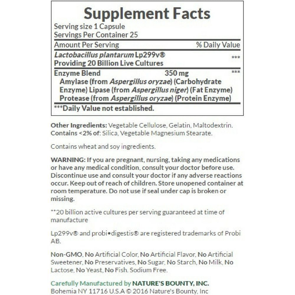 Nature's Bounty Probiotic GX – capsules visibles, usage quotidien pour le confort digestif