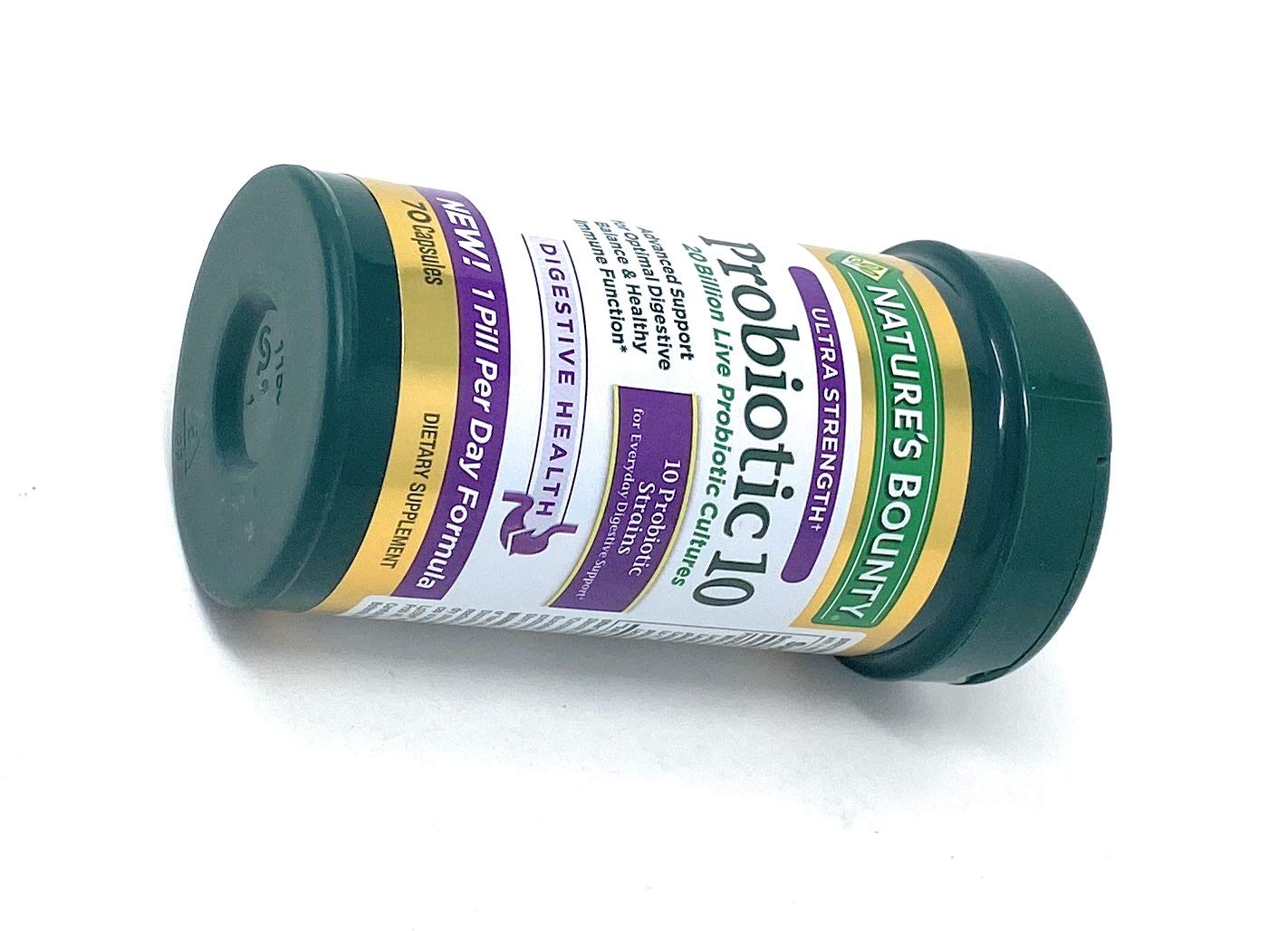 Nature's Bounty Probiotique 10 — vue sur les capsules faciles à avaler