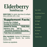 Nature's Bounty Sambucus Elderberry, dosage recommandé: trois gélules par jour.