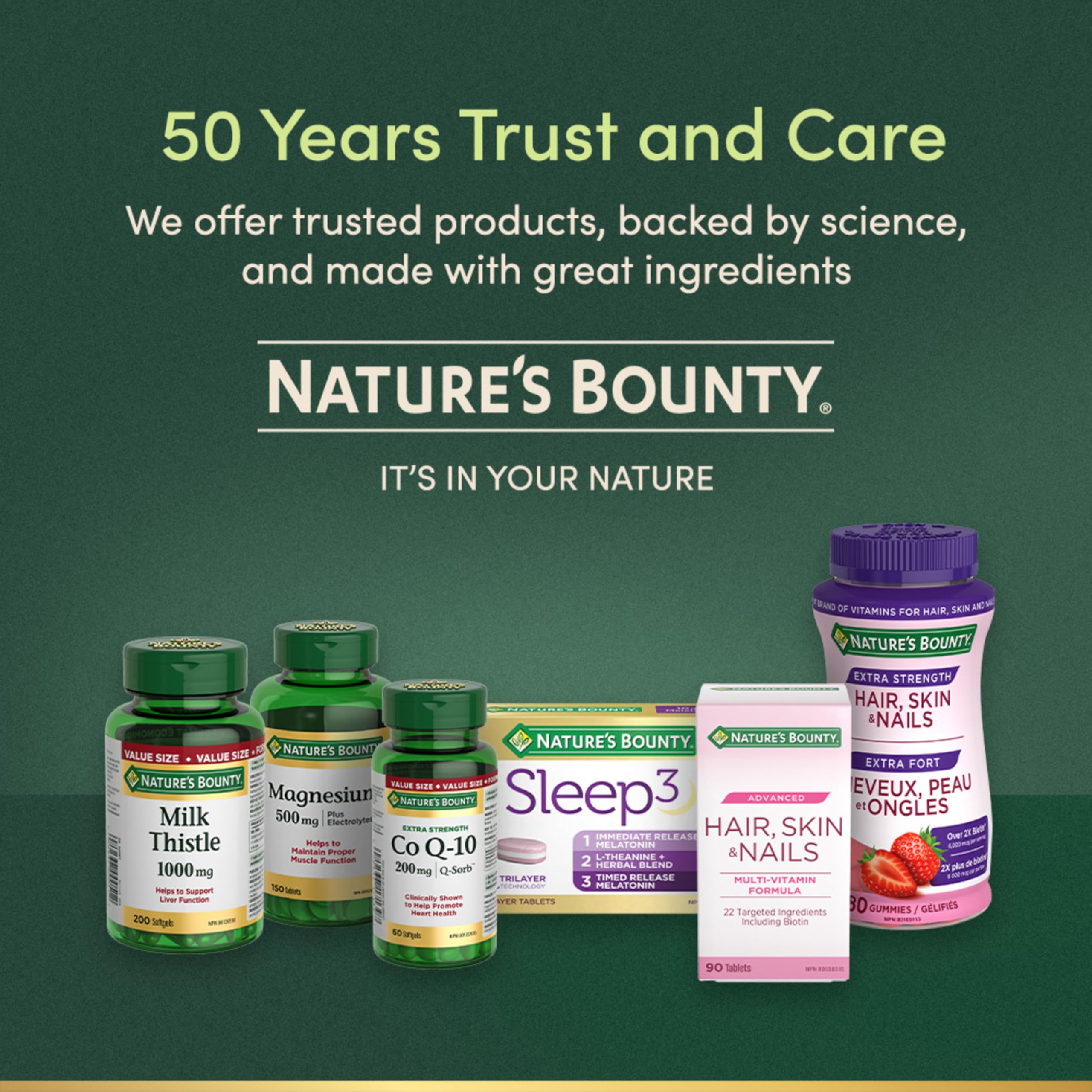 Nature's Bounty sans-gluten-sans-lactose-sans-ble — option inclusive pour divers regimes.