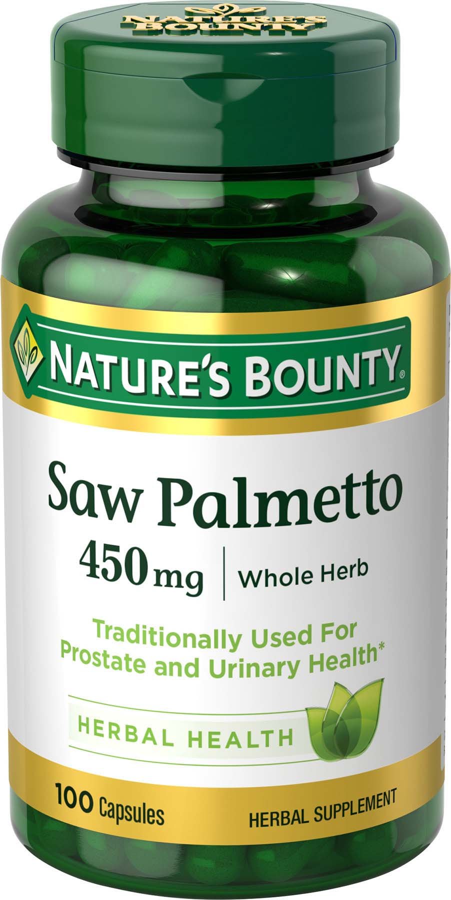 Nature's Bounty Saw Palmetto bouteille prête pour le soutien prostatique