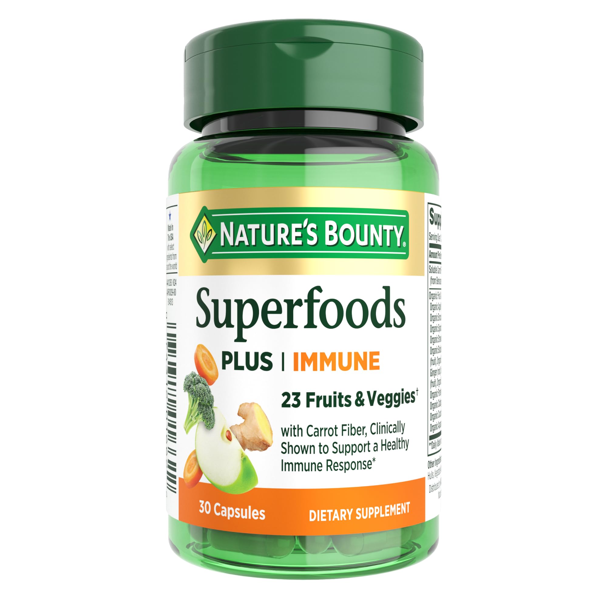Nature’s Bounty Superfoods Plus Immune – Bouteille: prise simple dans votre routine quotidienne.