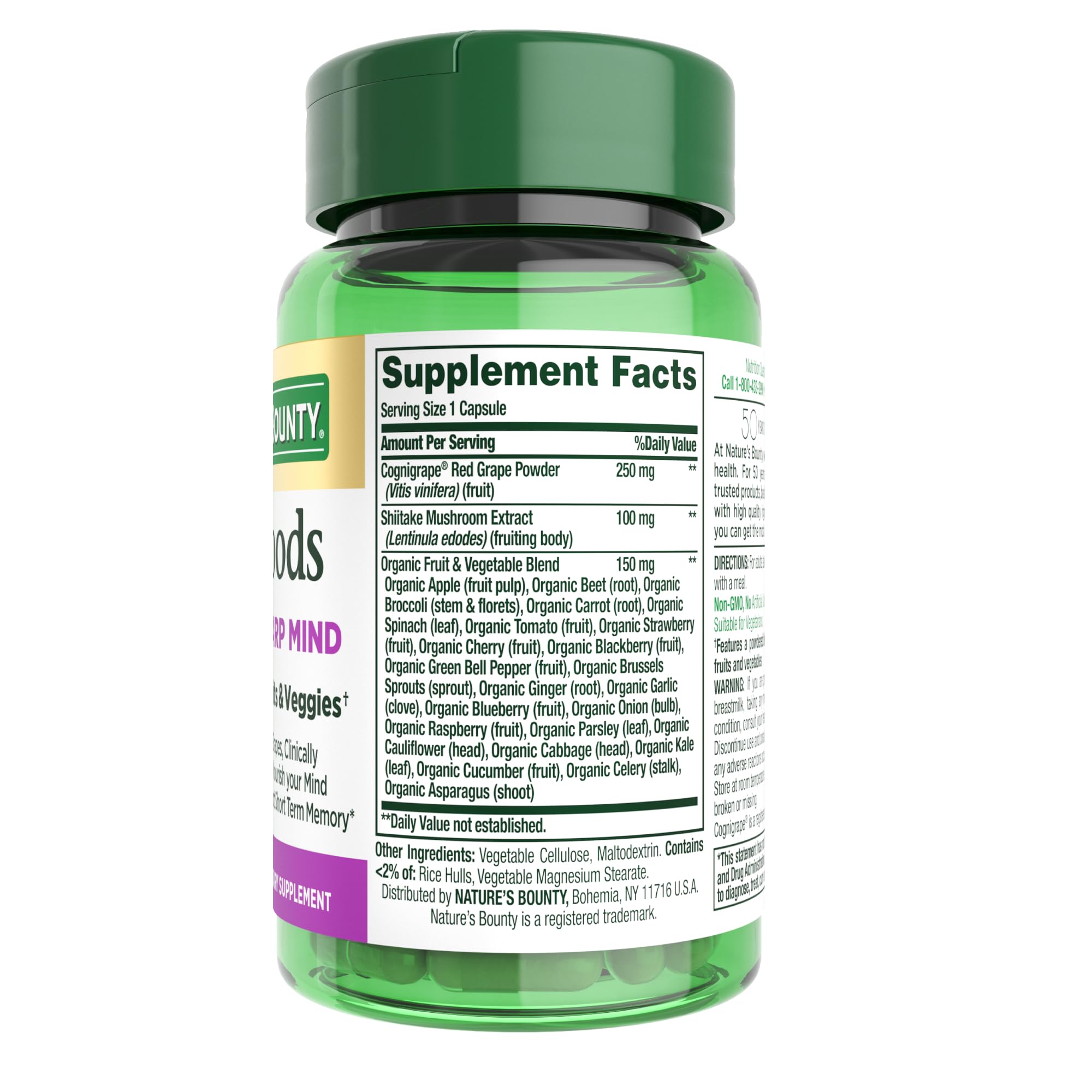 Concentration-mentale Nature's Bounty Superfoods Plus Sharp Mind, usage quotidien pratique.
