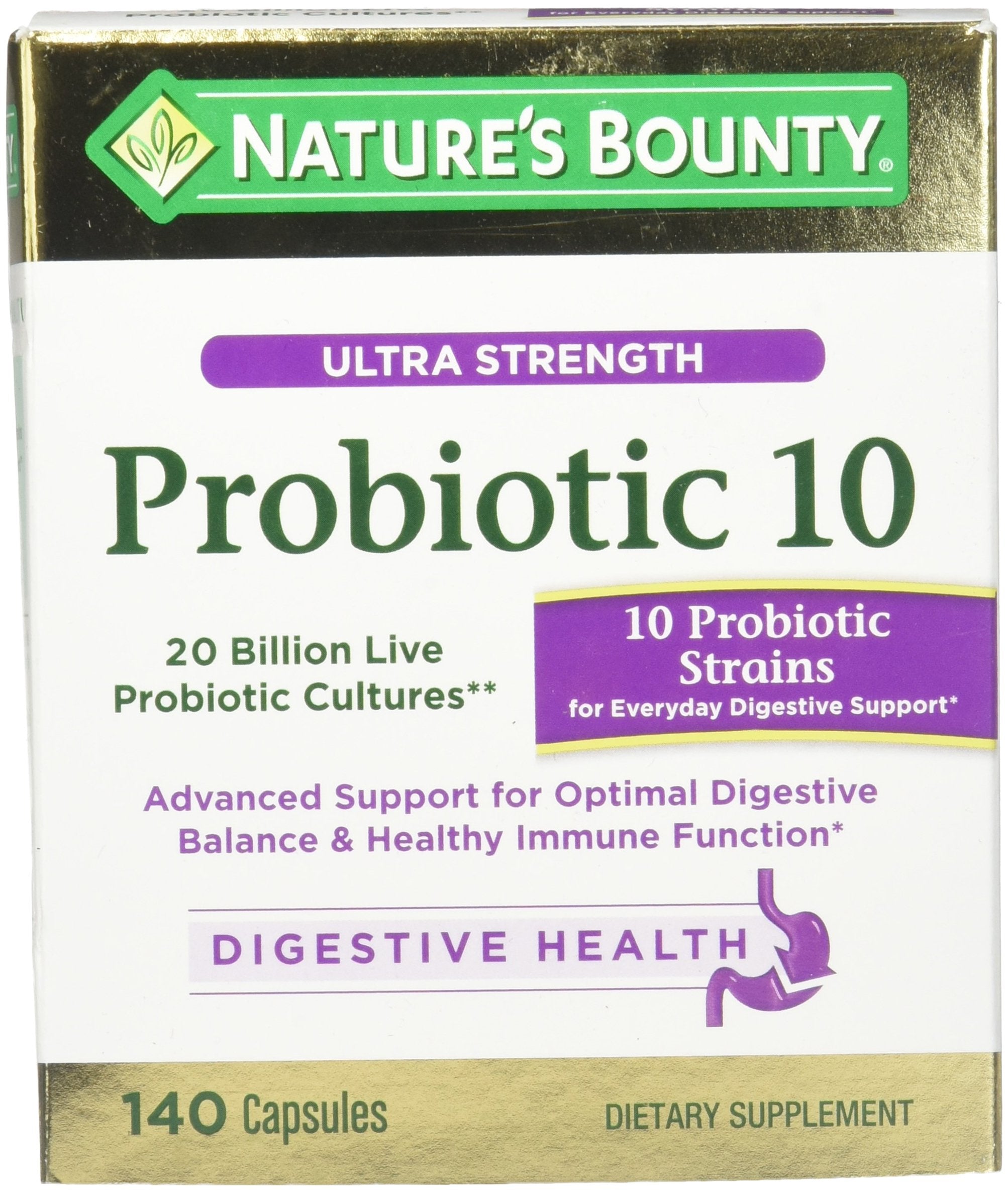 Nature's Bounty Ultra Fort Probiotiques 10 – capsules, soutien digestif quotidien.