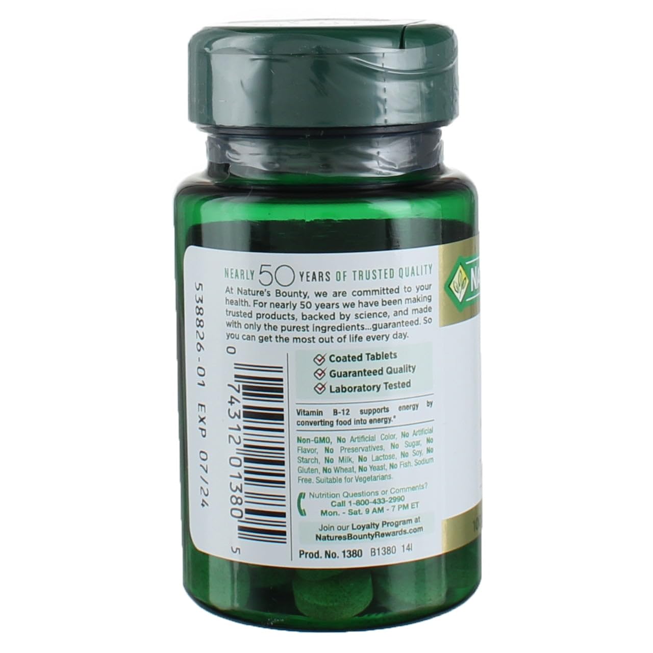 Nature's Bounty Vitamine B-12 1000 mcg, bouteille pratique, usage quotidien.