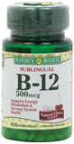 Nature's Bounty B12 500 mcg – tablette dissoute rapidement sous la langue, goût cerise naturelle