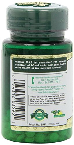 Nature's Bounty B12 500 mcg – sans gluten et sans lactose, végétarien