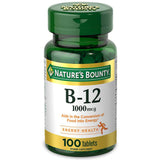 Nature's Bounty Vitamine B12, comprimés enrobés, ingestion facile au quotidien.