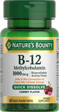 Nature's Bounty B12, comprimés à dissolution rapide, soutien potentiel à l'énergie.