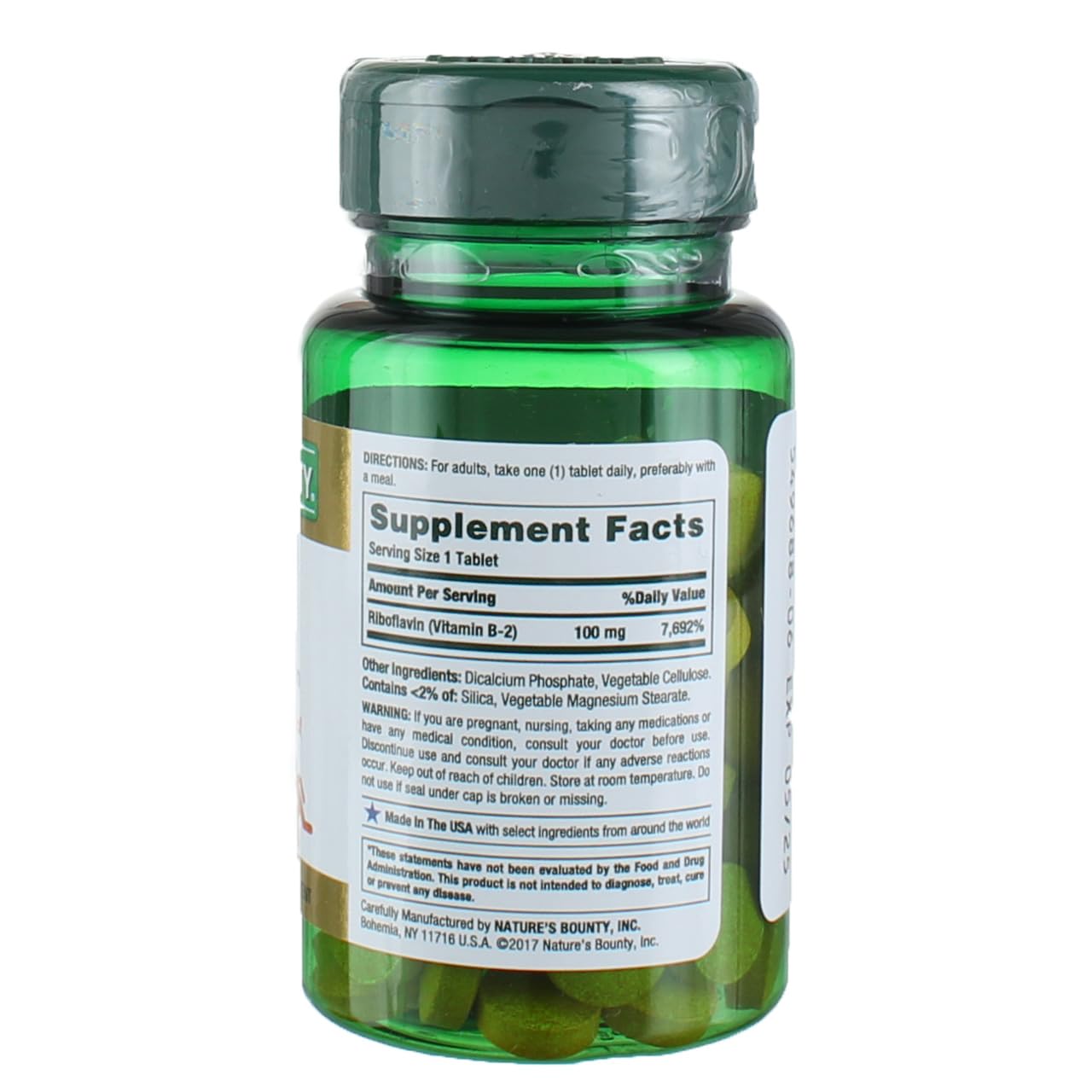 Nature's Bounty Vitamine B-2: boîte-valeur-5, 100 comprimés, usage pratique.