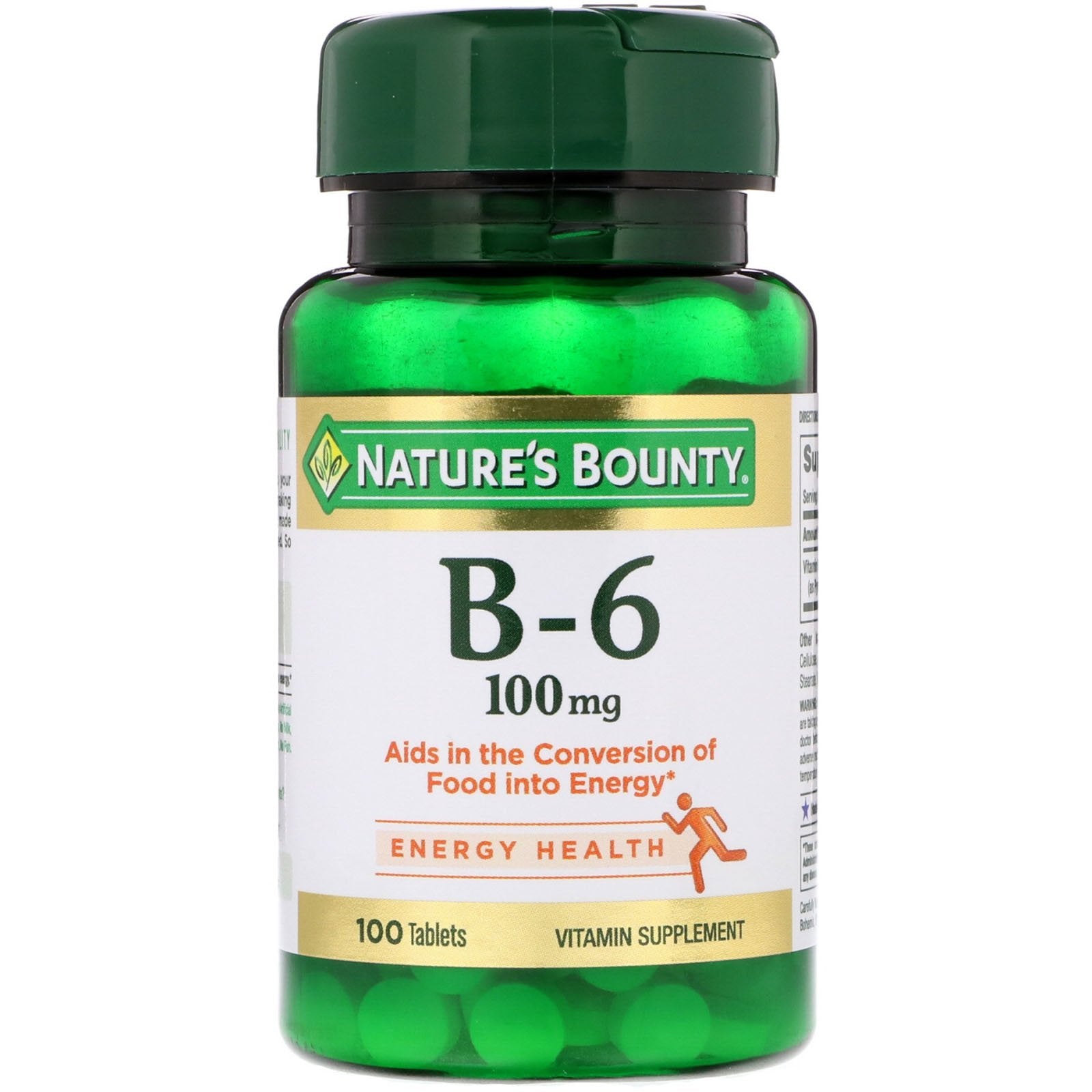 Nature's Bounty Vitamine B6 – comprimés 100 mg, pack 4, soutien potentiel au métabolisme énergétique