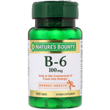 Nature's Bounty Vitamine B6 – comprimés 100 mg, pack 4, soutien potentiel au métabolisme énergétique