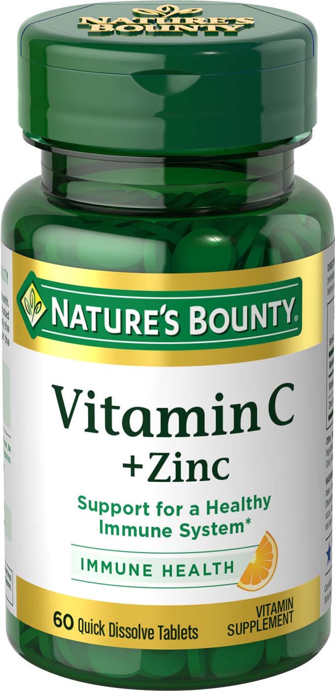 Nature's Bounty Vitamin C + Zinc : bouteille ouverte, usage quotidien pratique.