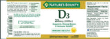 Nature's Bounty Vitamine D3, gélules molles – pack de 2 pour une supplémentation régulière.