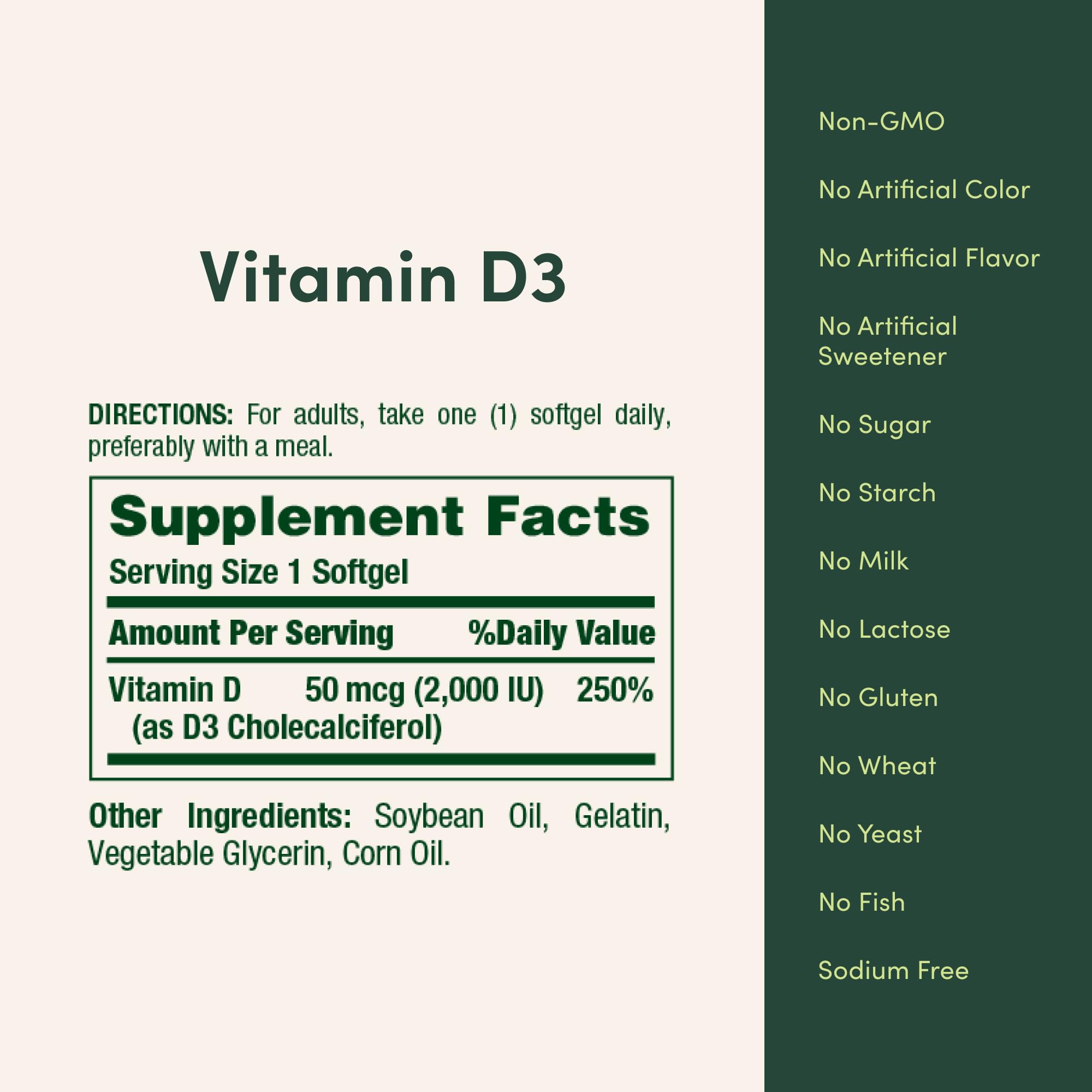 Nature's Bounty Vitamine D3 2000 UI – usage toute l'année