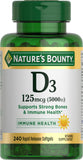 Nature's Bounty Vitamine D3 5000 UI: bouteille à libération rapide pour soutien quotidien.
