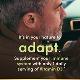 Nature's Bounty Vitamine D3 5000 UI: formule sans gluten et sans sucre ajouté.