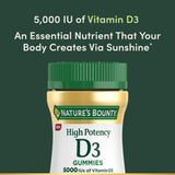 Étiquette Nature's Bounty D3 5000 UI, informations produit claires.