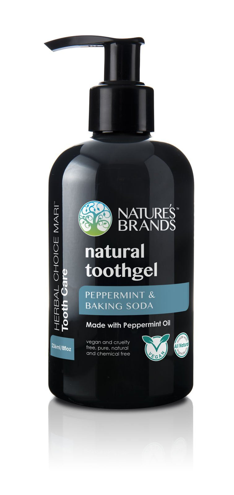 Nature's Brands gel dentaire naturel menthe poivrée et bicarbonate-sodium, flacon BPA libre pour haleine fraîche