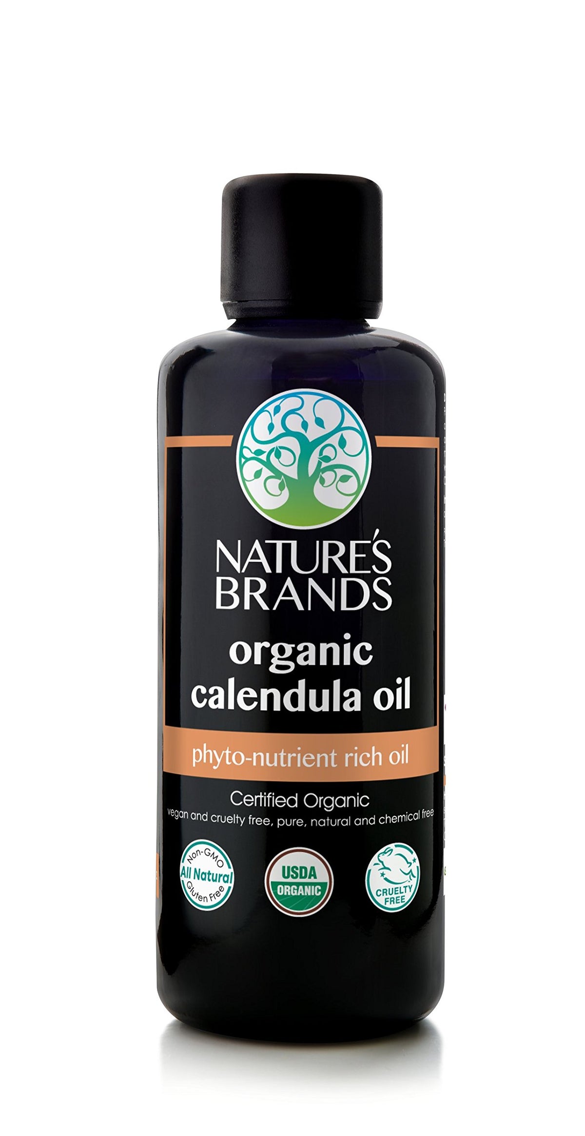 Nature's Brands huile calendula bio dans bouteille-verre 3-4oz pour hydratation quotidienne