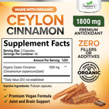 Nature's Choice cannelle Ceylon – capsules végétales visibles et étiquette organique.