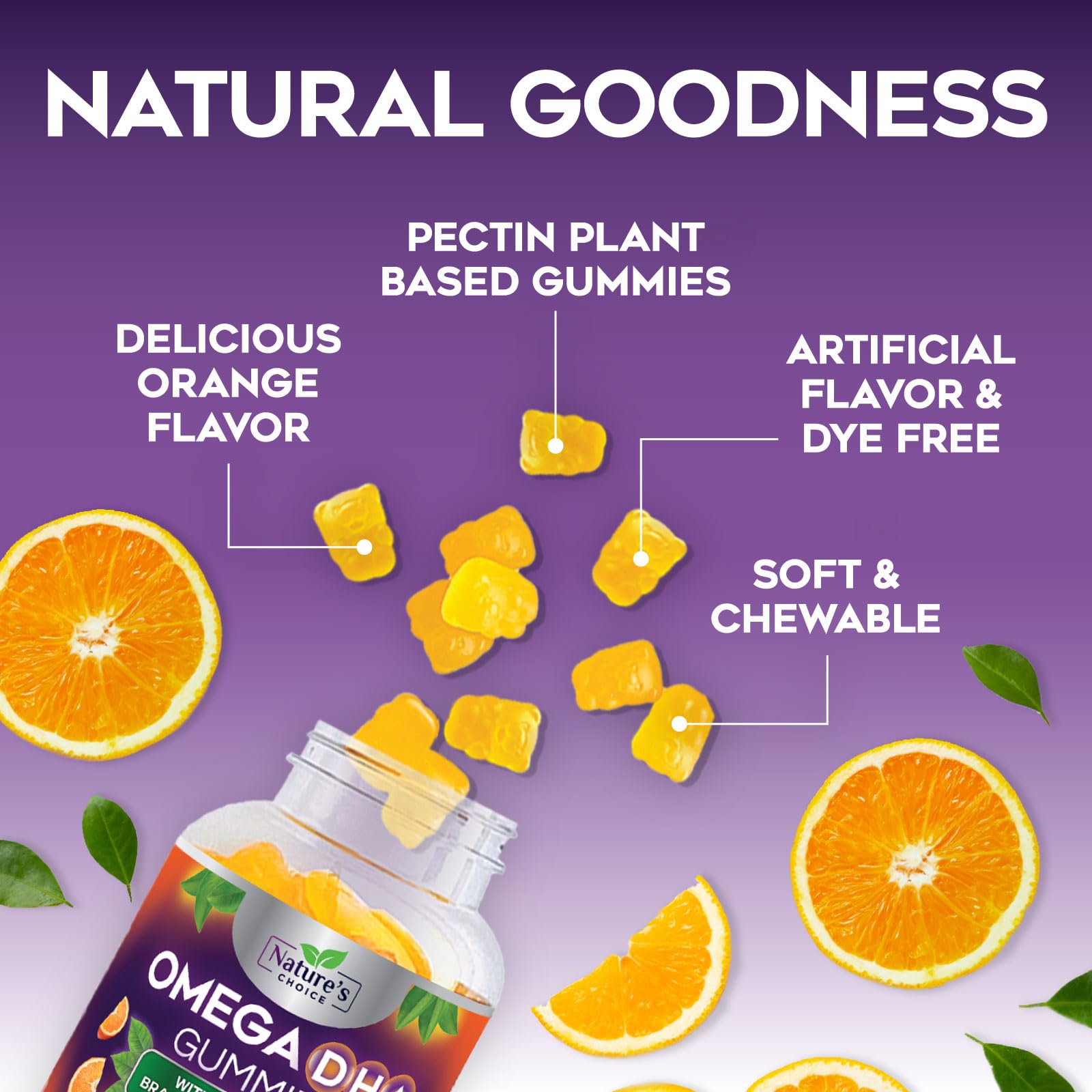 Nature's Choice Gommes Omega 3 texture gomme facile à mâcher.