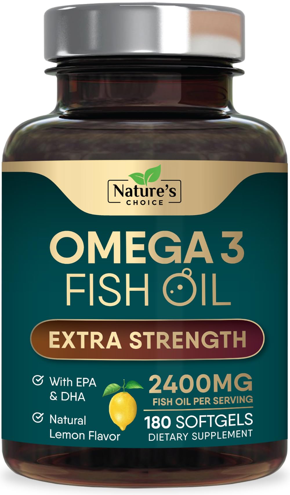 Nature's Choice Omega 3 – Bouteille de gélules, soutien potentiel pour le cœur et le cerveau.